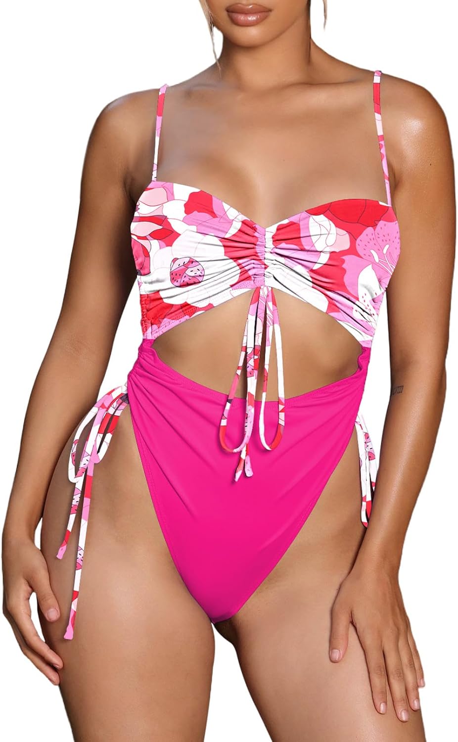 Viottiset Women's Cut Out Drawstring One Piece Swimsuit Review