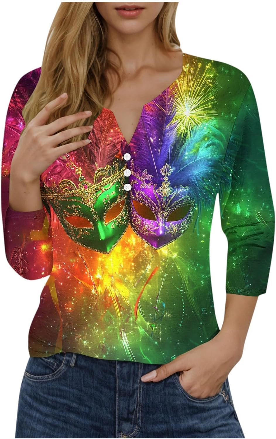 Mardi Gras Carnival Blouse - Festive Parade Style!