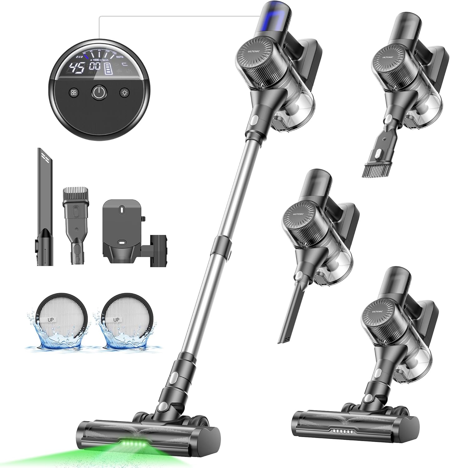 Ultenic Cordless Vacuum: Powerful 40Kpa Suction, Tangle-Free Brush, 45mins Runtime