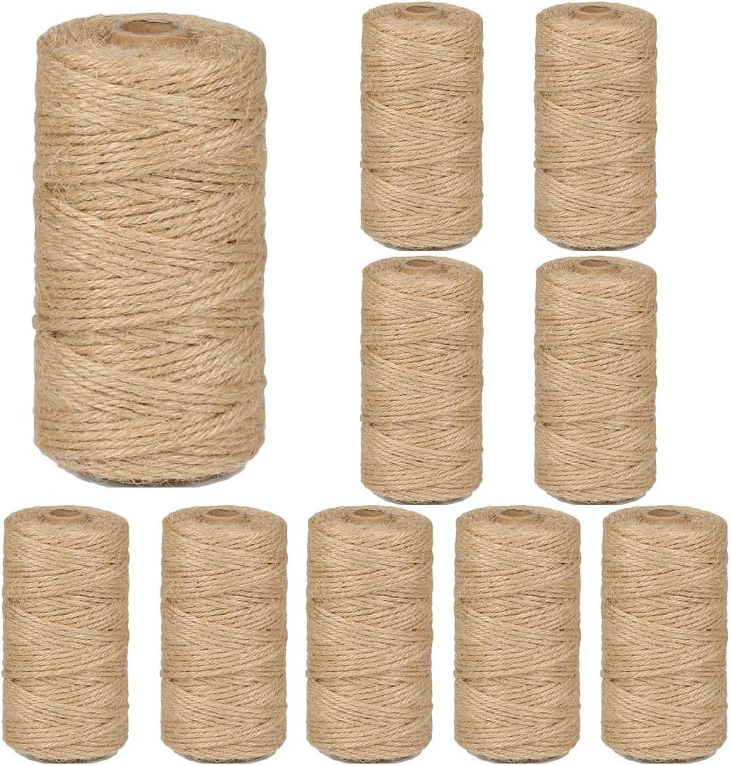 10Pack 3mm Natural Jute Twine String for Crafting and More