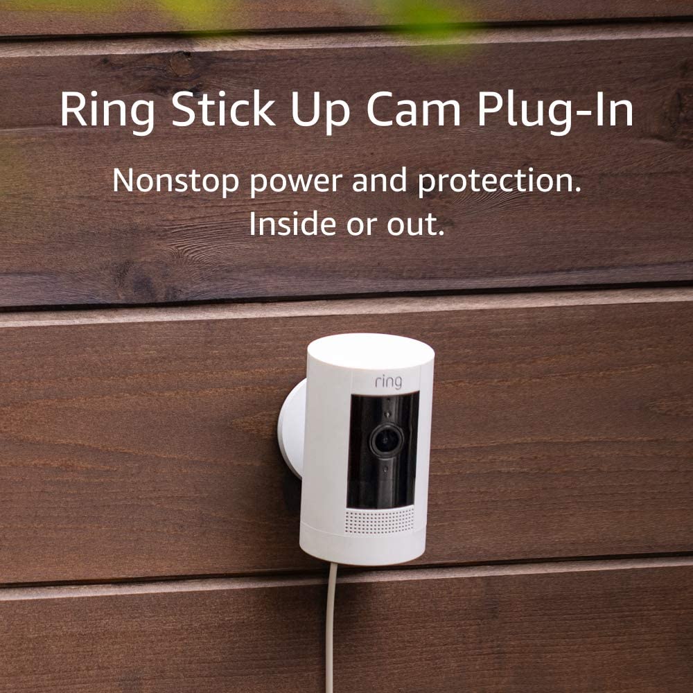 Ring Plug-In Cam | Weatherproof Outdoor Security, Live View, Night Vision, Two-Way Talk