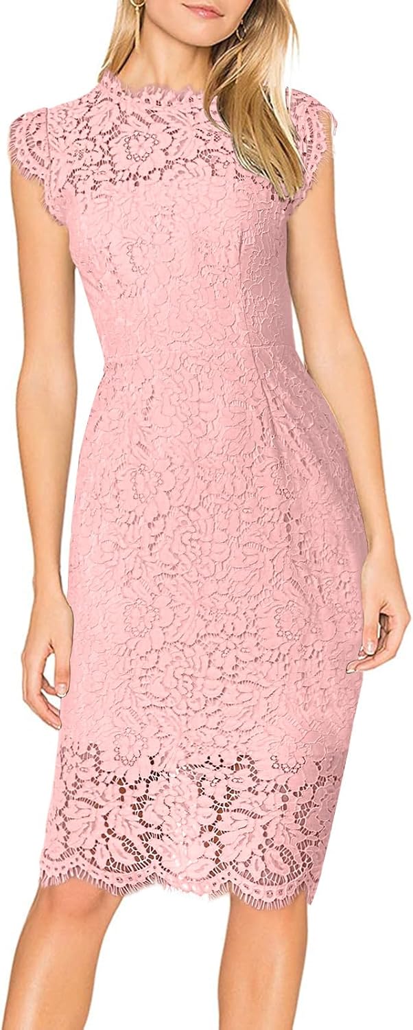 Elegant Cocktail Dress for Women with Lace Floral Design