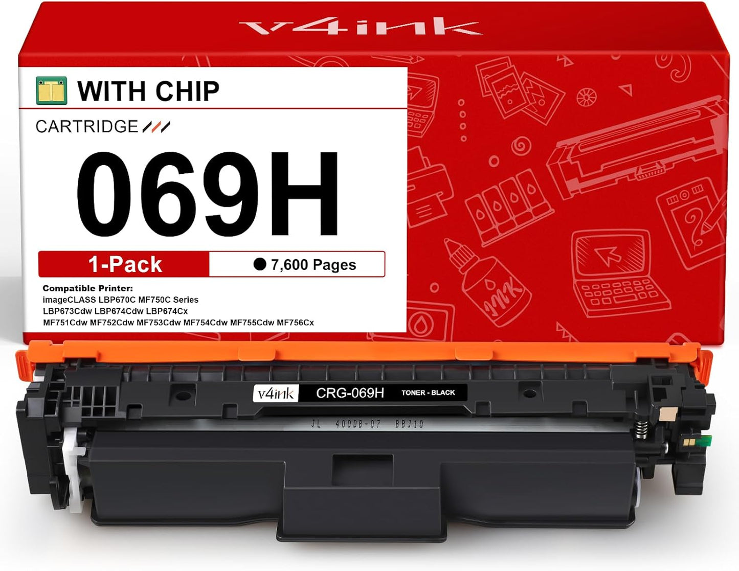 v4ink 069H Black Toner Cartridge for Canon Printers - High Yield
