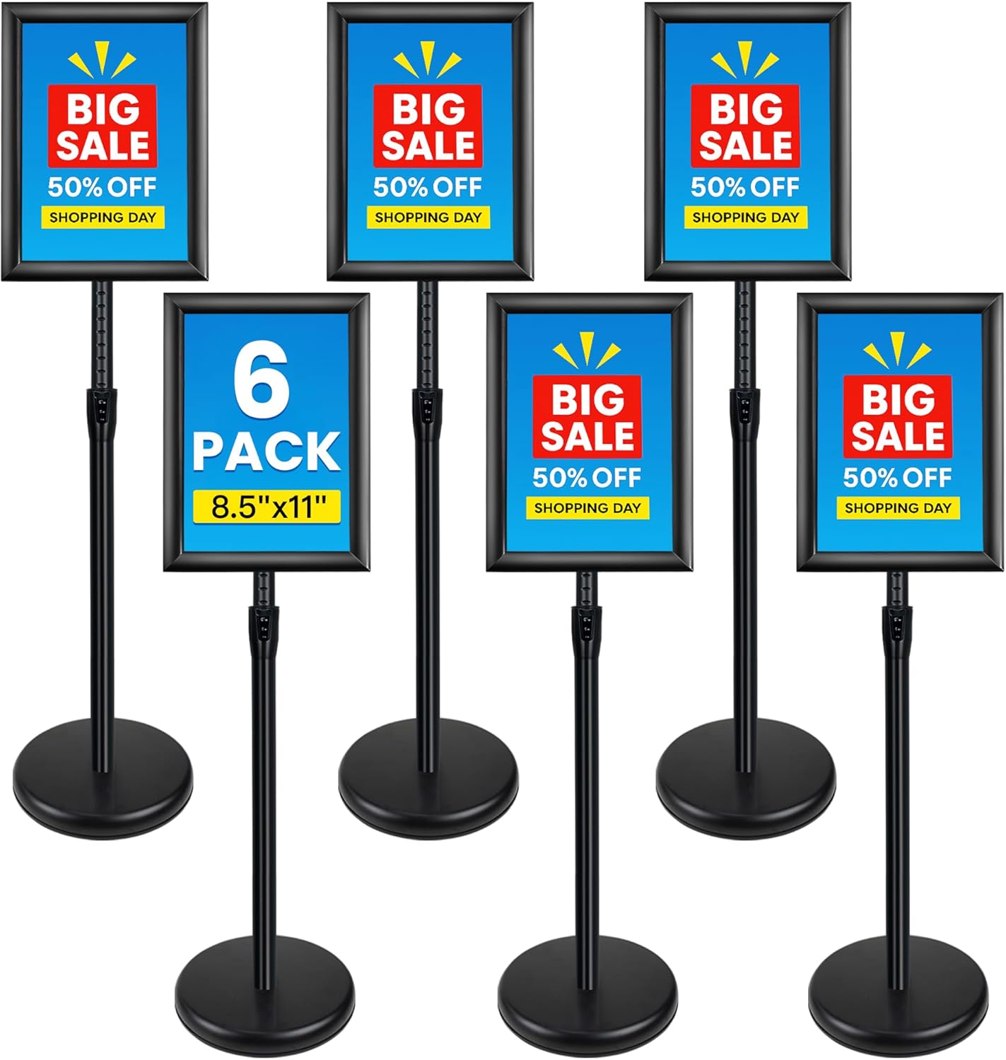6Pack Adjustable Floor Standing Sign Holder for Display Use