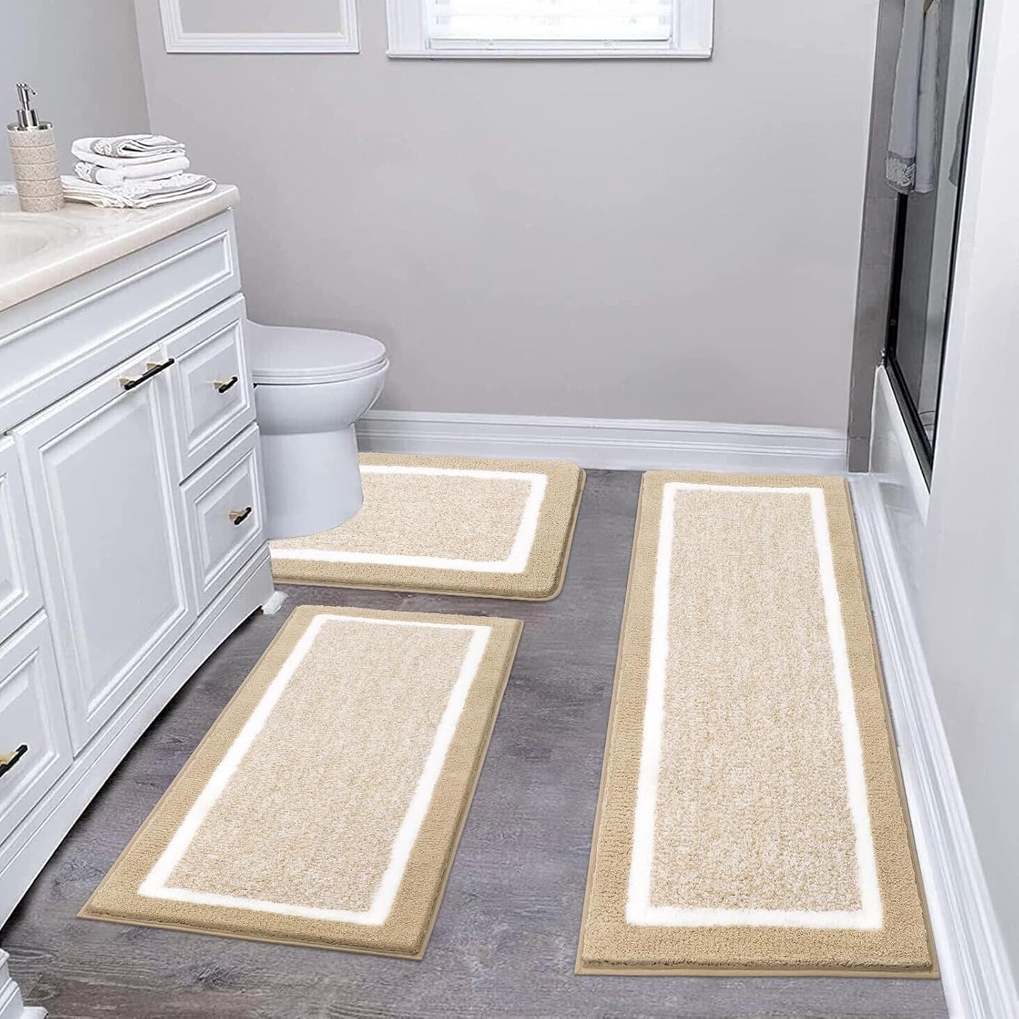 Pauwer 3 Pieces Bathroom Rugs Sets for Ultra Soft Comfort