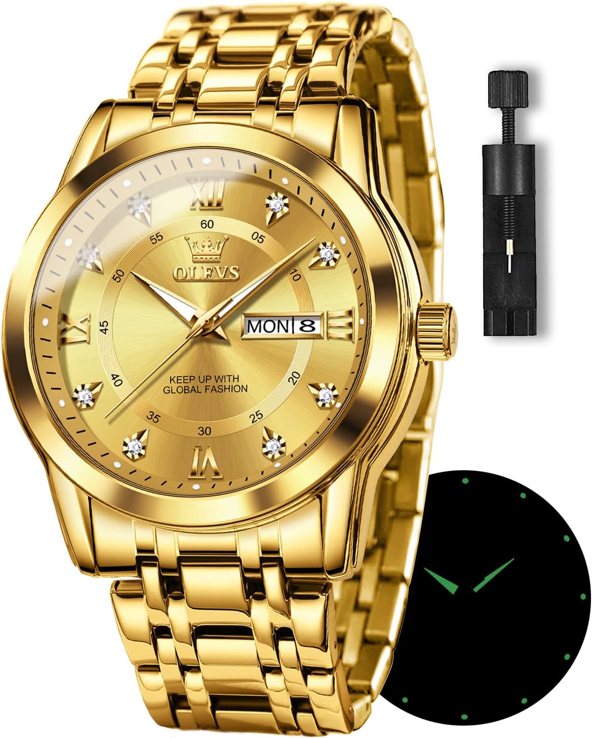 Stainless Steel Chronograph Watch | Moon Phase