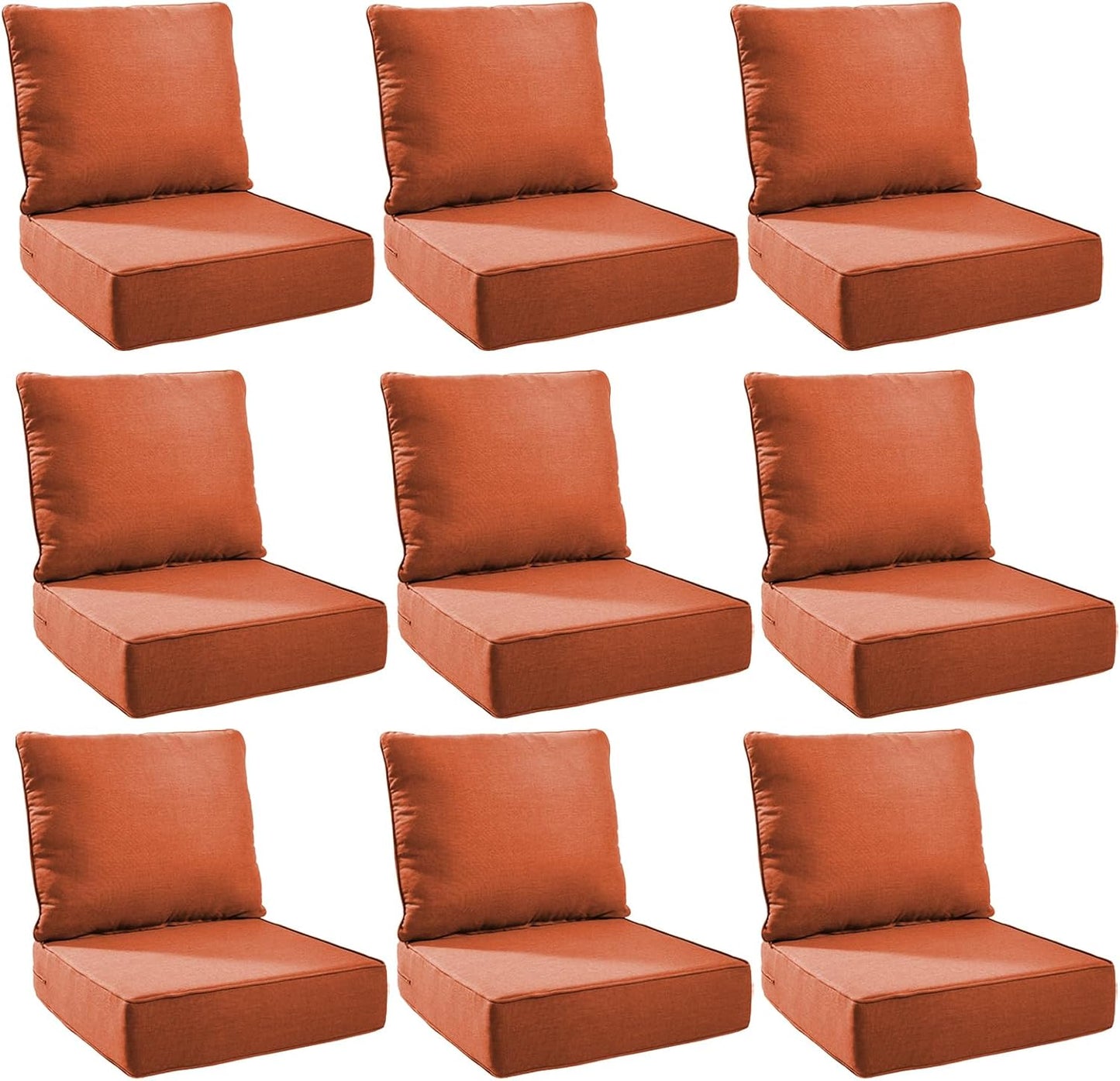 Outdoor Cushion Set for Patio Furniture - 9-Pack 24x24 in Cushions