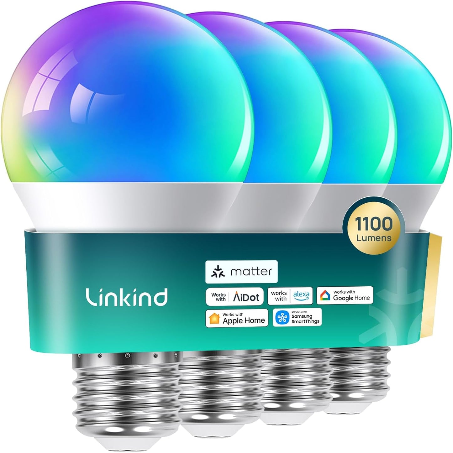 Linkind Matter Smart Light Bulb: 1100LM Color Changing LED