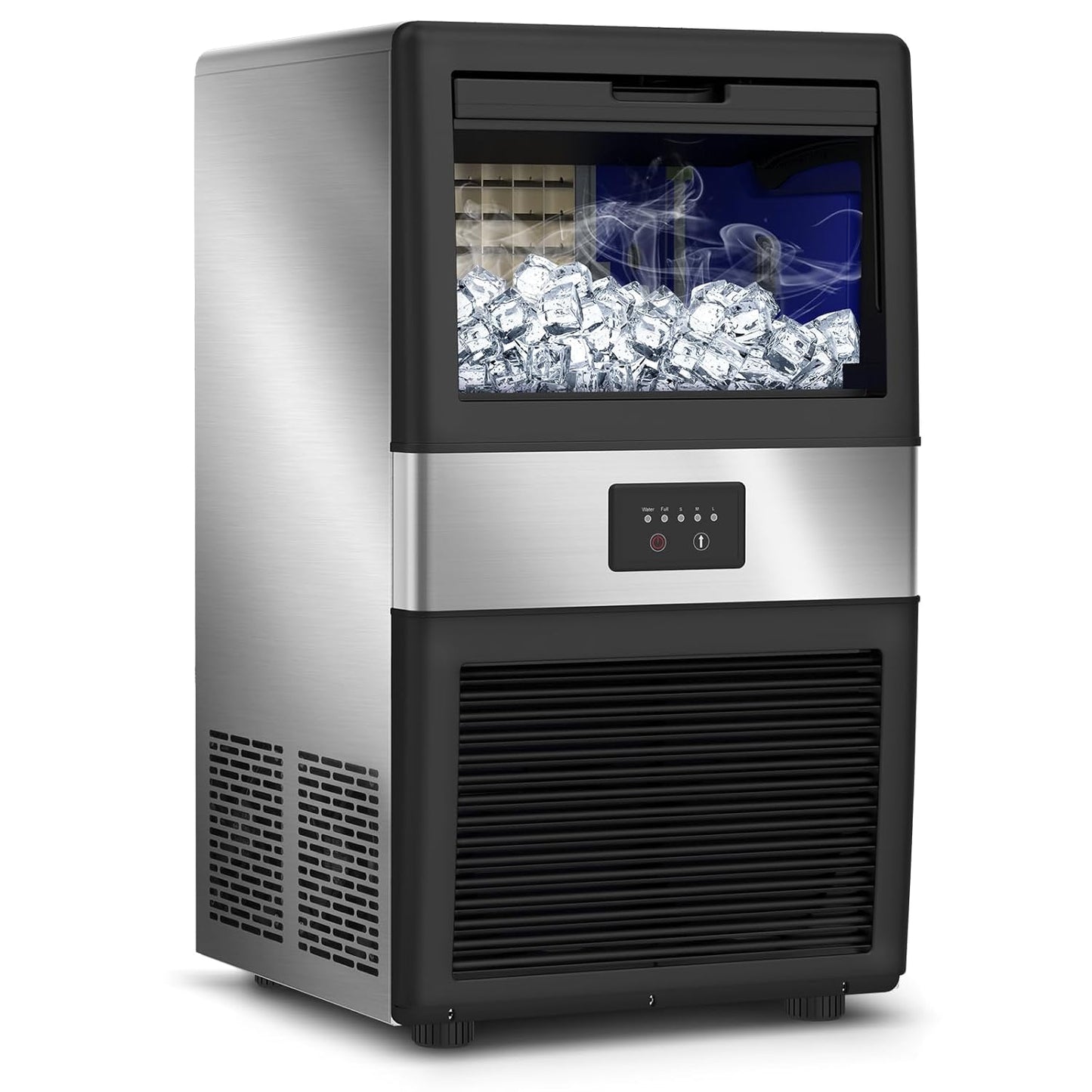 LifePlus 70LBS Stainless Steel Ice Maker - Fast Ice Production, Dual Water Inlet