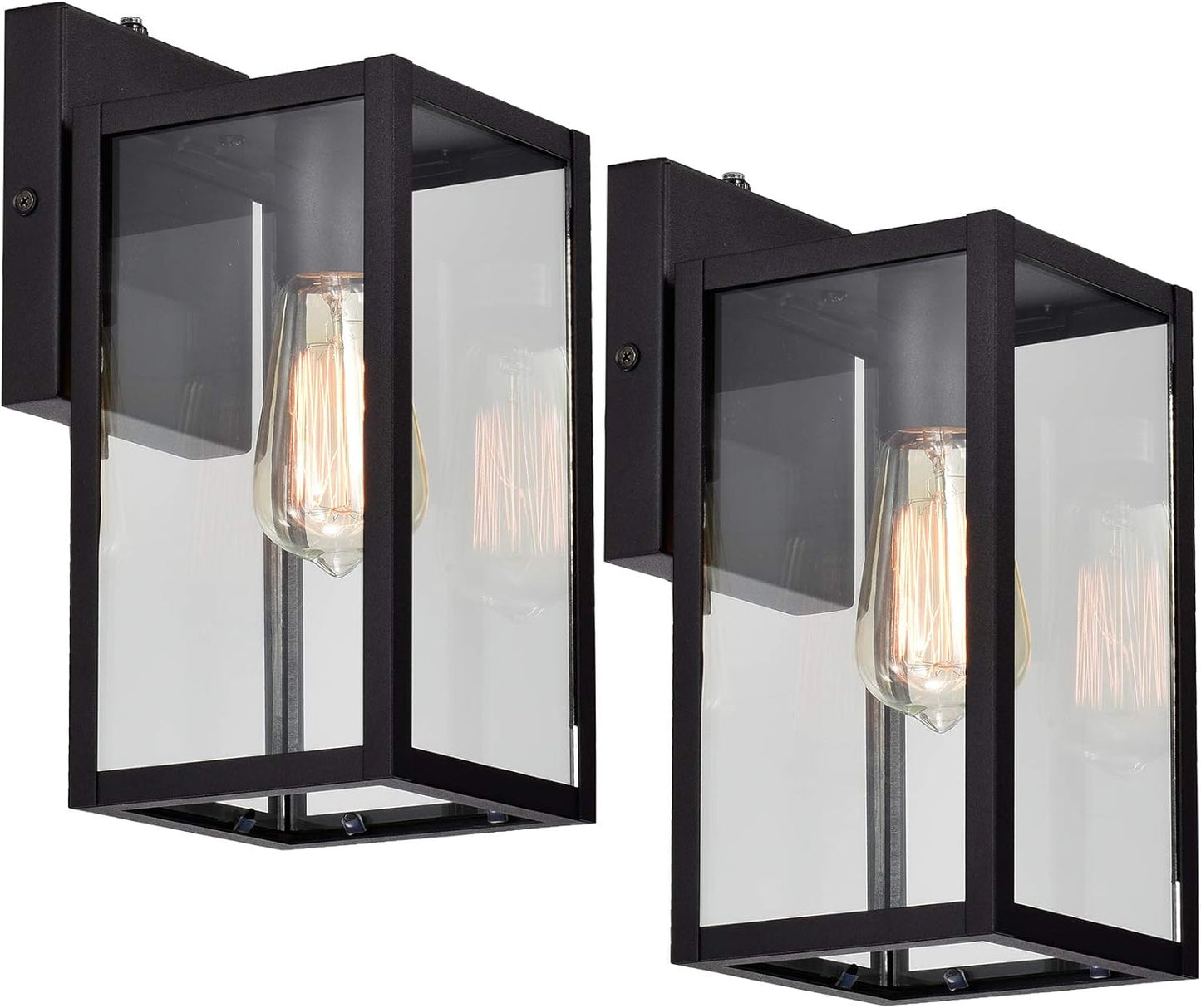 Dusk to Dawn Outdoor Lighting - 11 Inch Matte Black Wall Lanterns