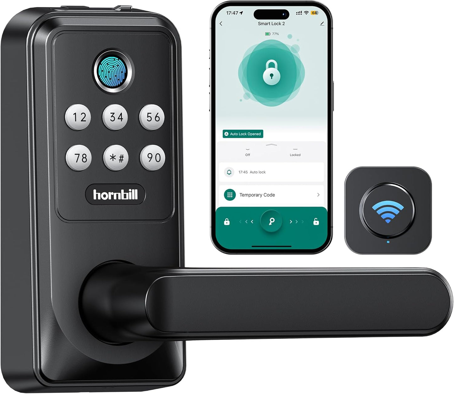 WiFi Smart Lock with Handle: Keyless Entry for Home and Office