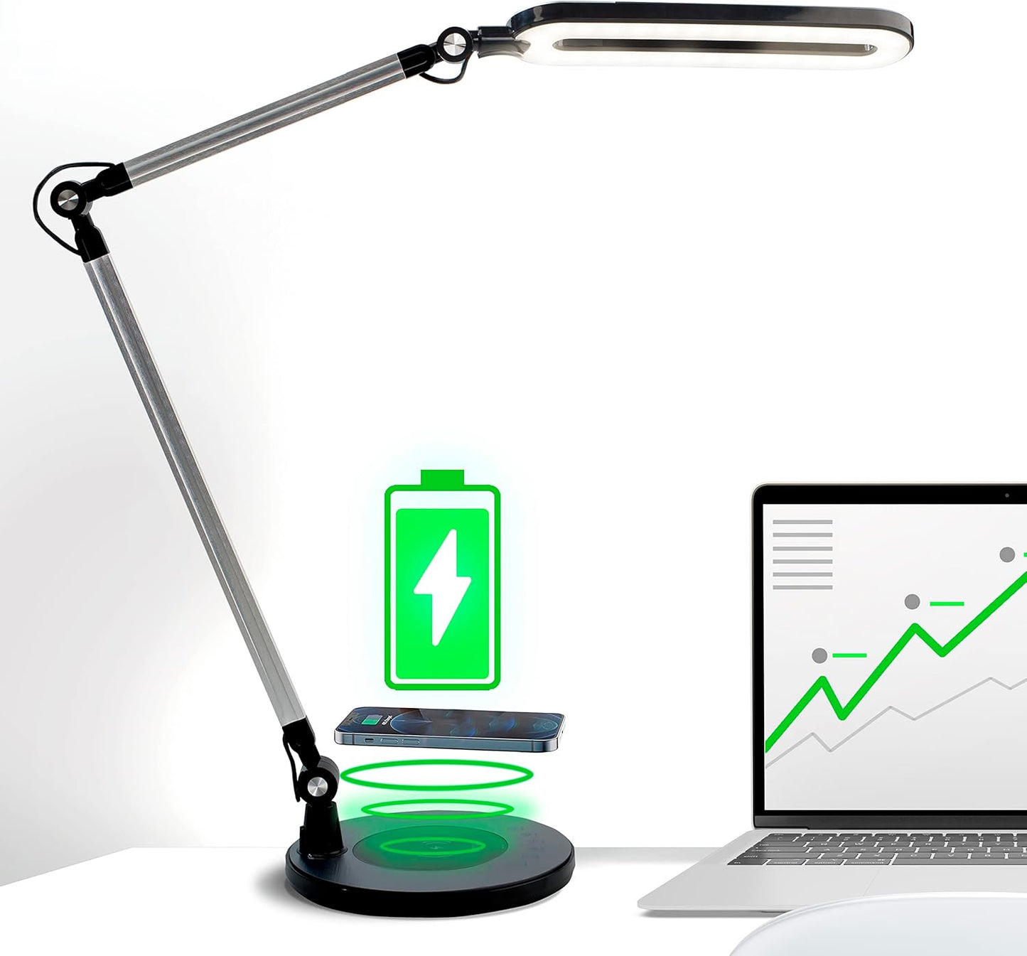 OTUS Swing Arm Desk Lamp | Wireless Charger | Adjustable Lighting