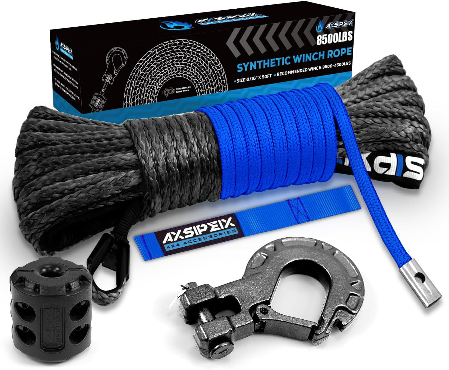Synthetic Winch Rope Kit for ATV UTV - 8500LBS Strength