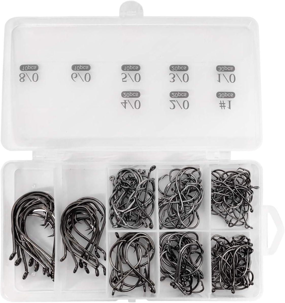 Premium 150PCS High Carbon Steel Circle Hooks Set - Ideal for Fresh & Saltwater Fishing! Sizes:#1-8/0