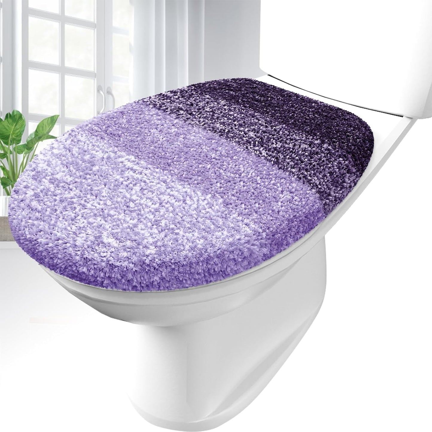 OLANLY Soft Microfiber Bathroom Toilet Lid Cover for Comfort