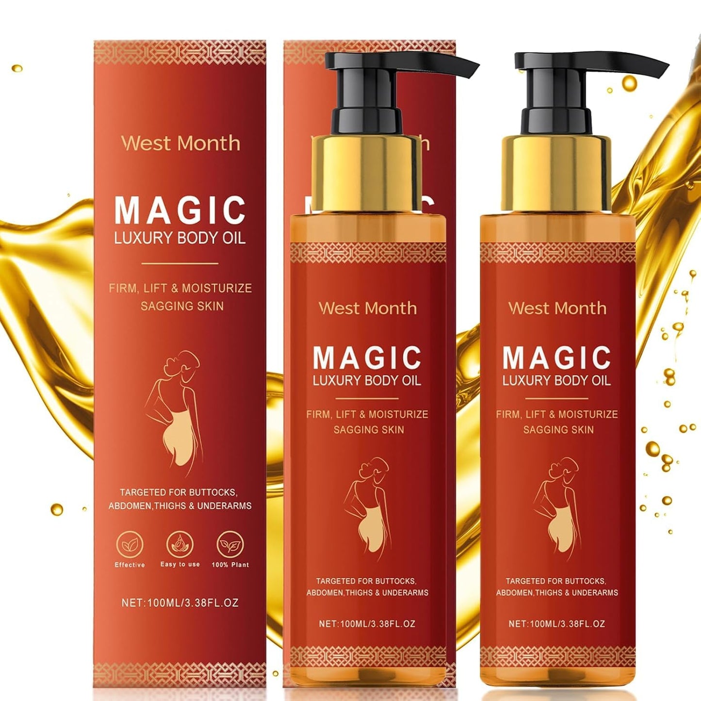2PCS Magic-Body Firming Oil for Intense Hydration & Skin Tightening