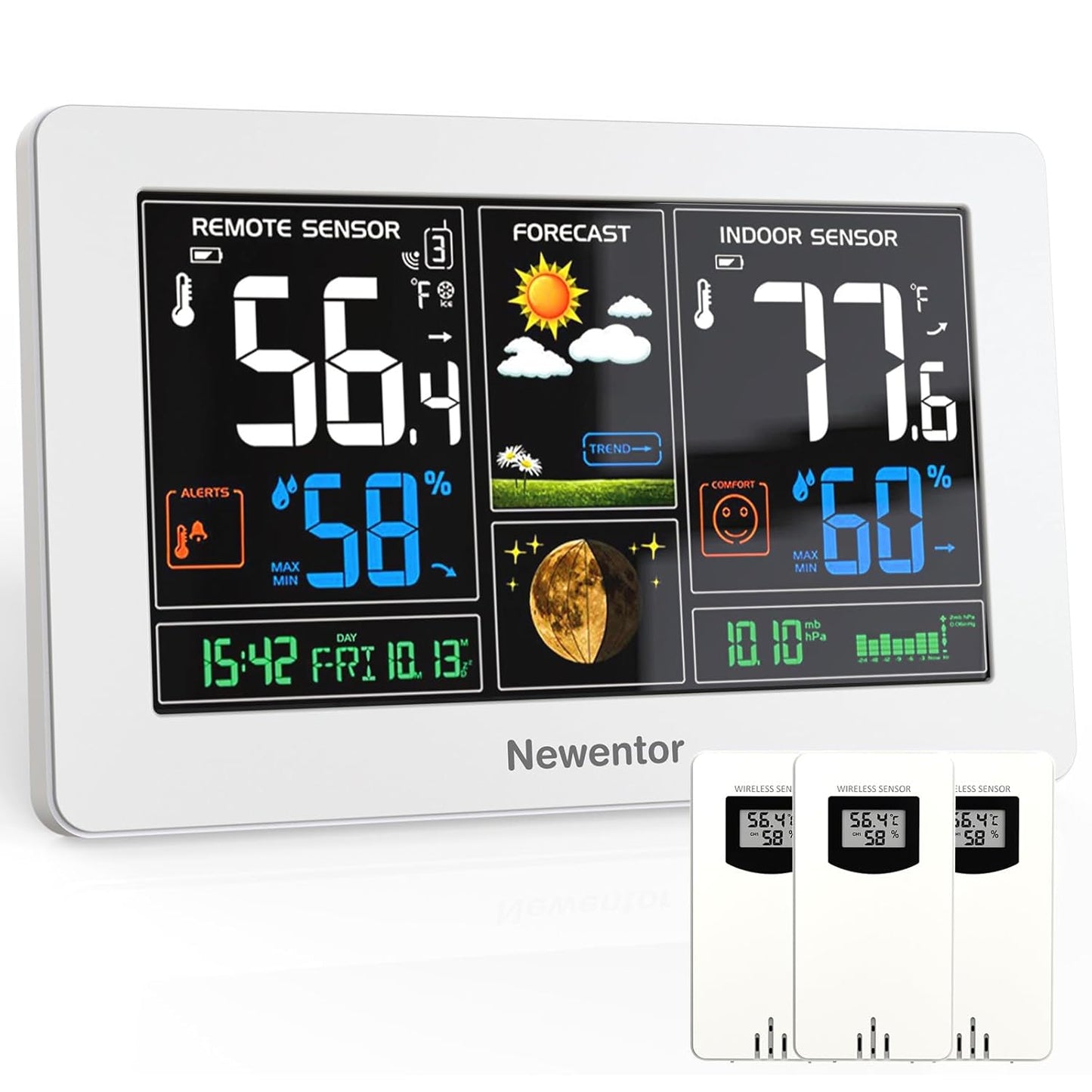 Newentor Wireless Indoor Outdoor Thermometer with Color Display