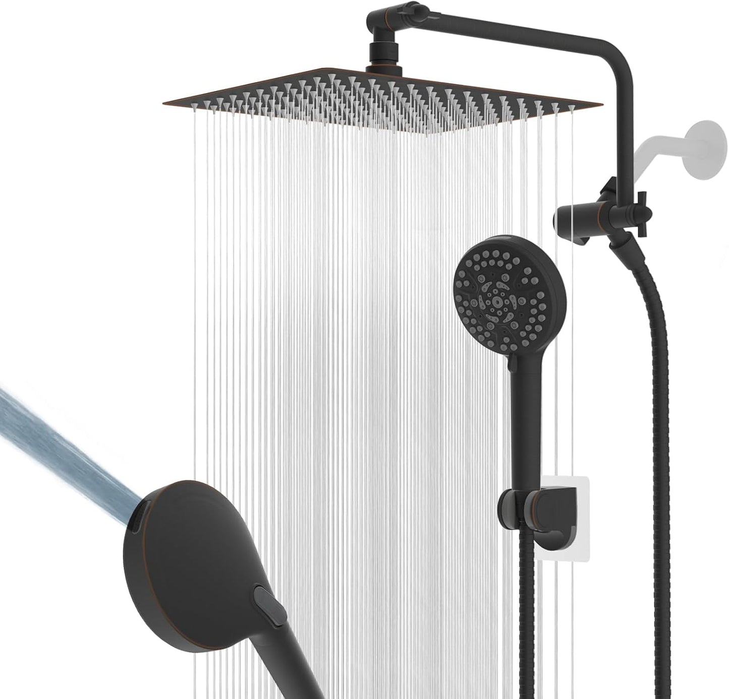 High Pressure 12in All Metal Shower Head Combo with Extension Arm