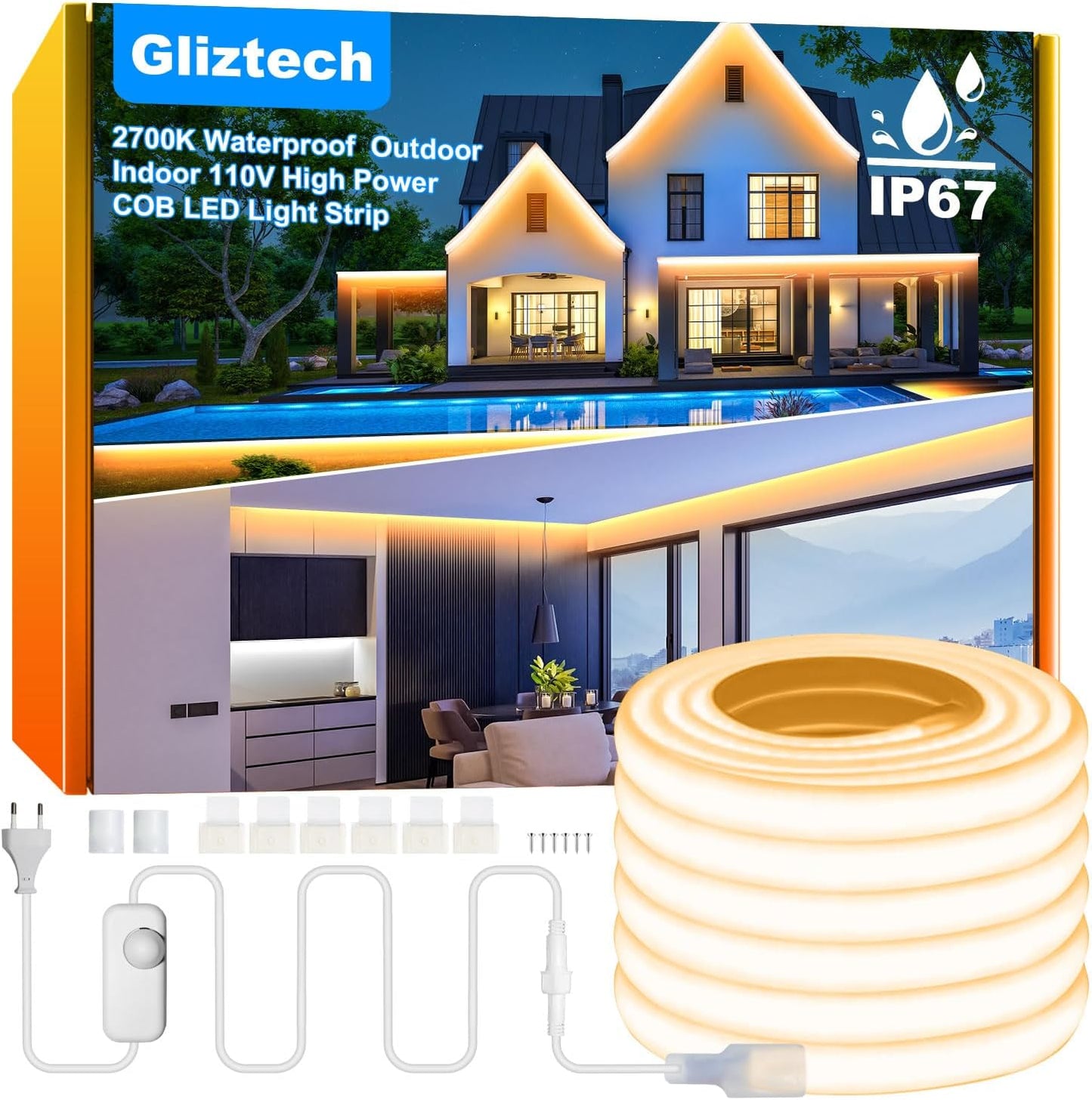 IP67 Waterproof COB LED Strip Lights for Outdoor Use