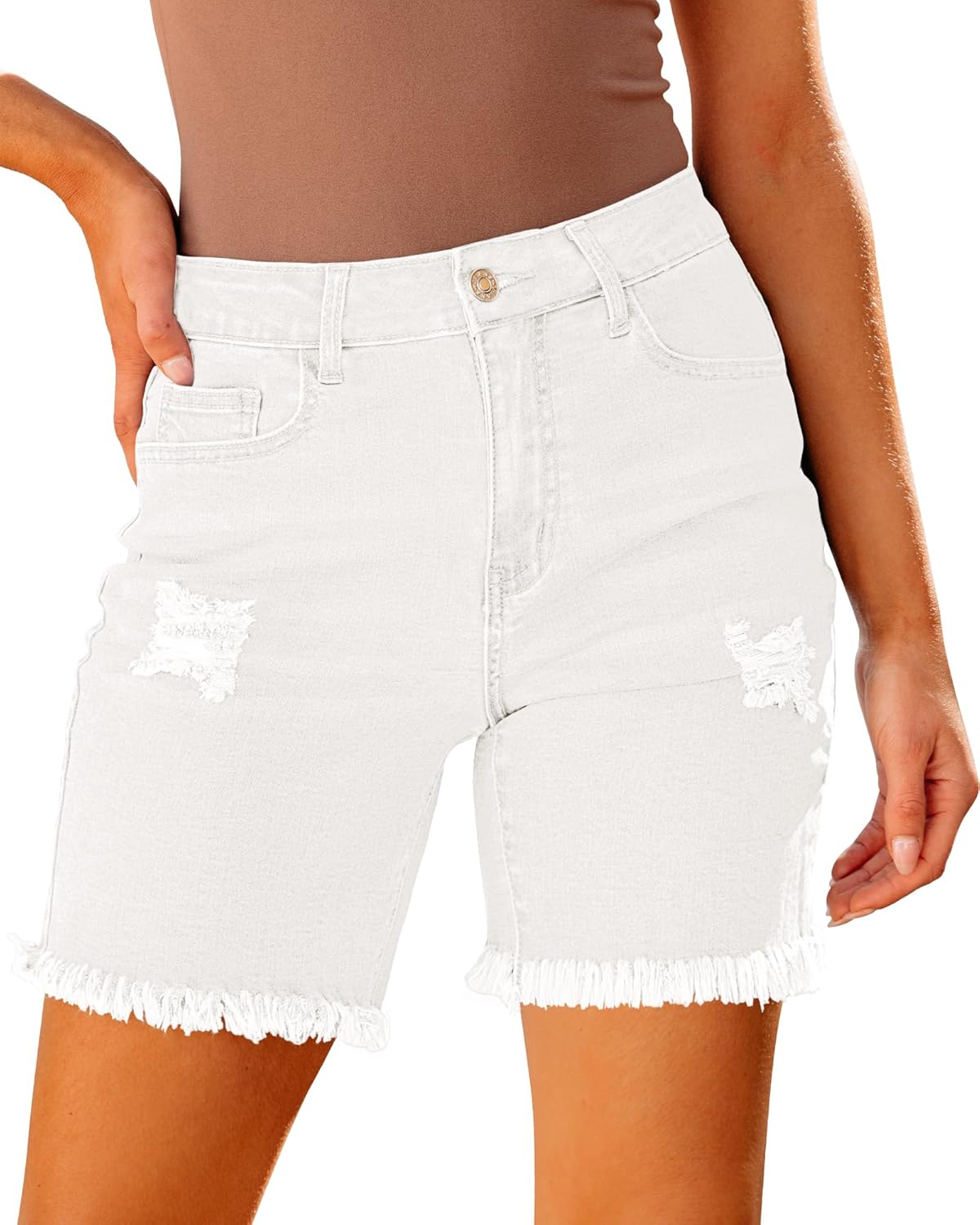 High Waisted Distressed Jean Shorts for Women by luvamia