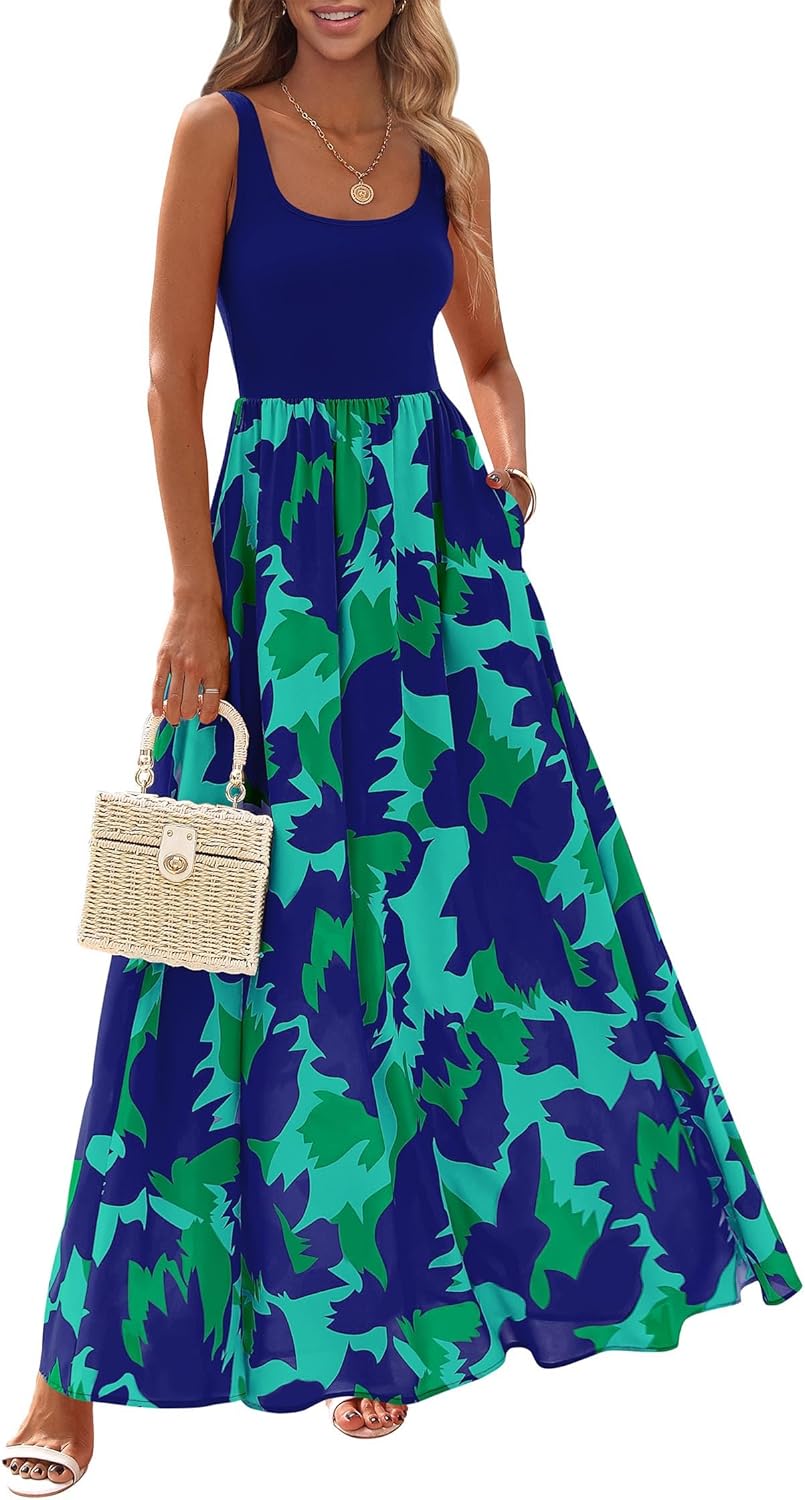 KIRUNDO Women Summer Sleeveless Boho Floral Maxi Dress 2025