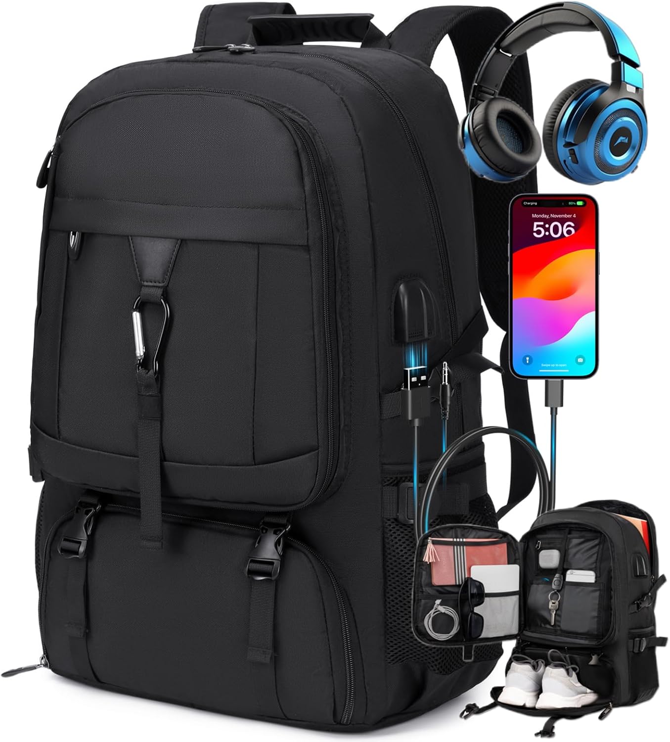 17.3 Inch Gym Backpack with Shoe Compartment for Travel