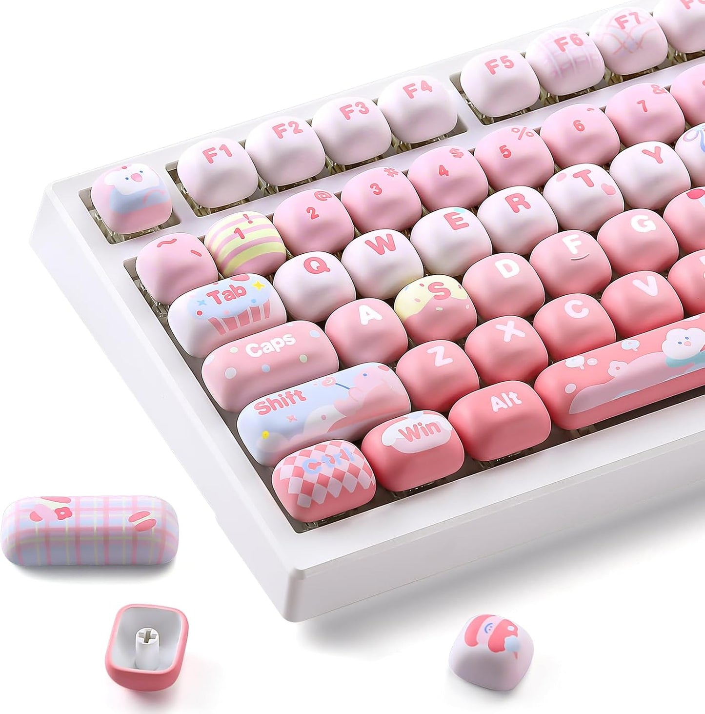 YUNZII Cute Pink Ice Cream Keycaps Set for Mechanical Keyboards
