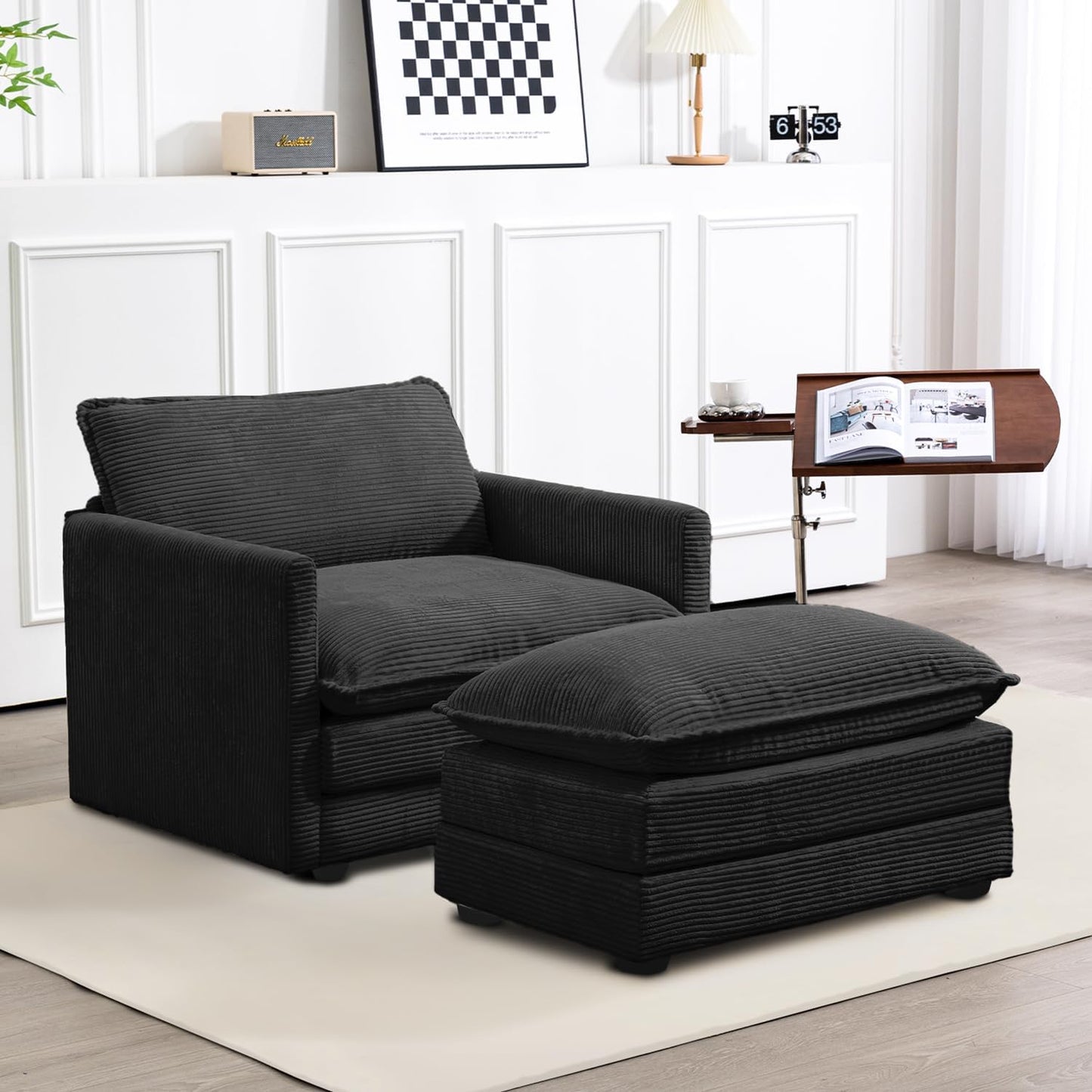 ROWHY Single Armchair with Ottoman for Modern Living Room