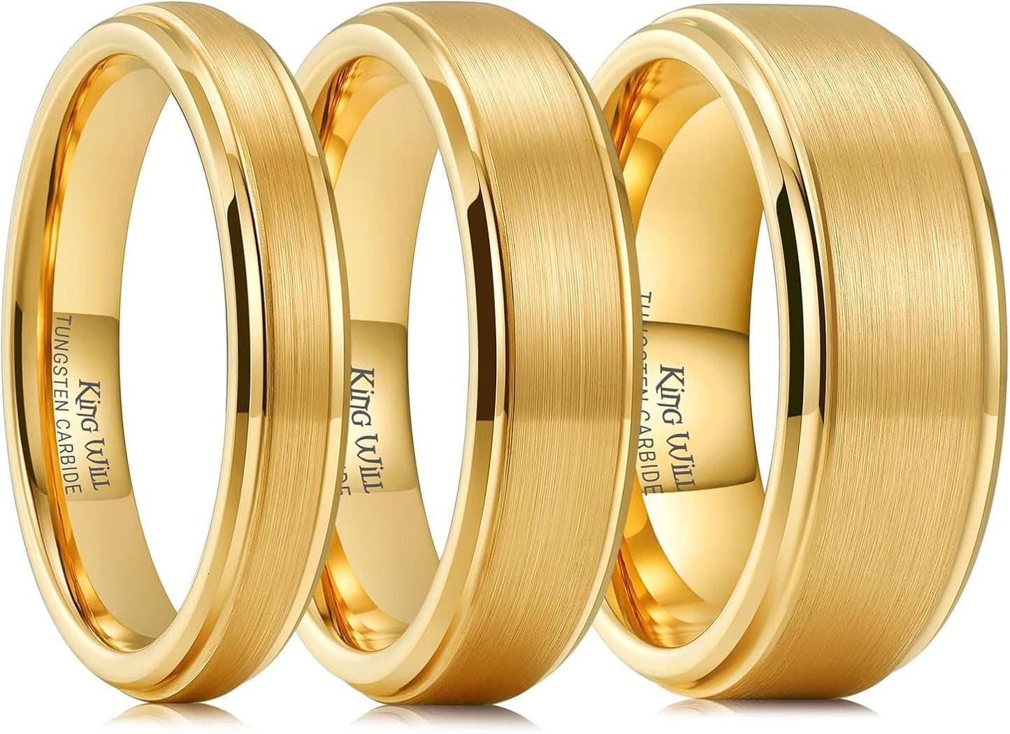 Tungsten Carbide Wedding Band for Men Women - Gold Plated Style