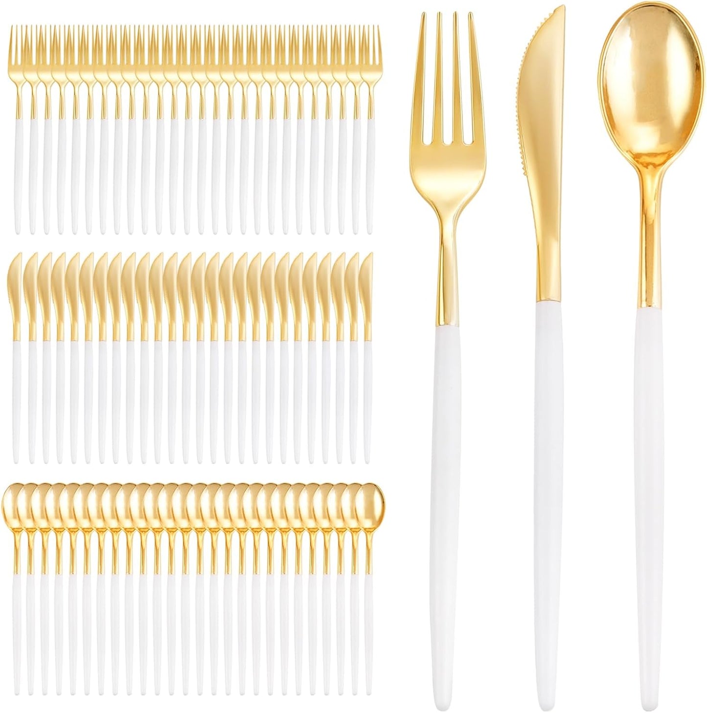 300 Pcs Gold Plastic Silverware Set for Elegant Parties & Weddings