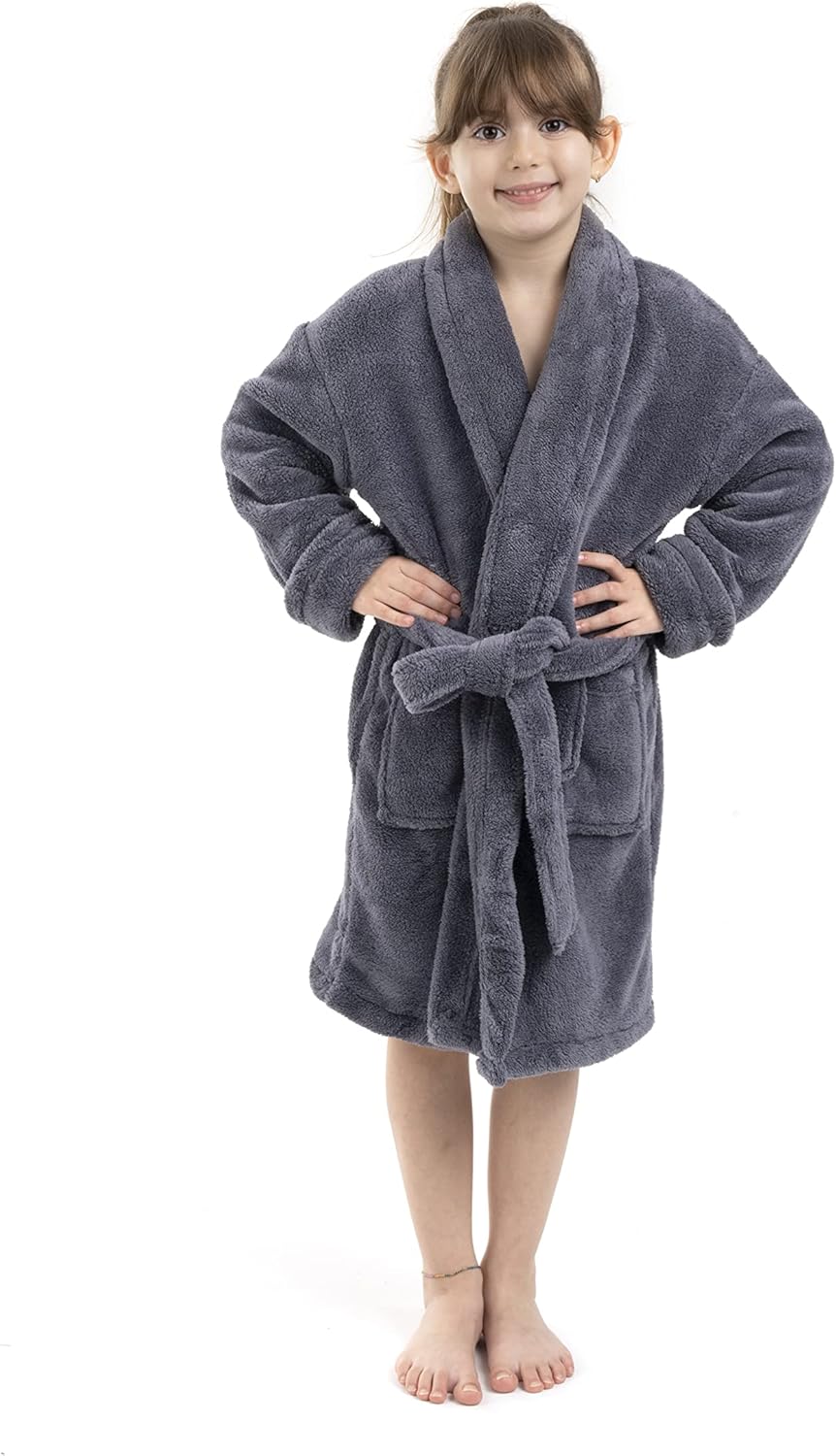 BC BARE COTTON Kids Microfiber Fleece Shawl Robe for Girls