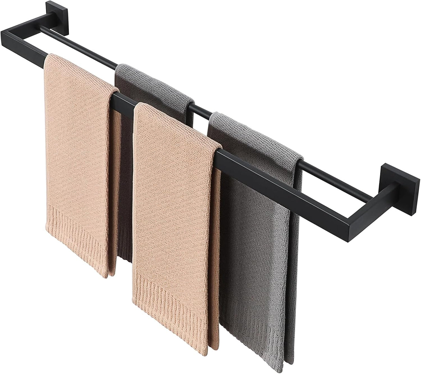 Alise Double Towel Bar 32in Matte Black Stainless Steel Rack