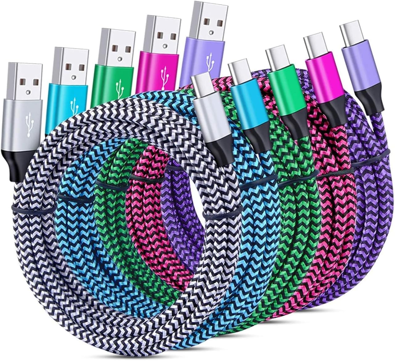 5Pack Fast Charging USB C Cords for Android - Niniber