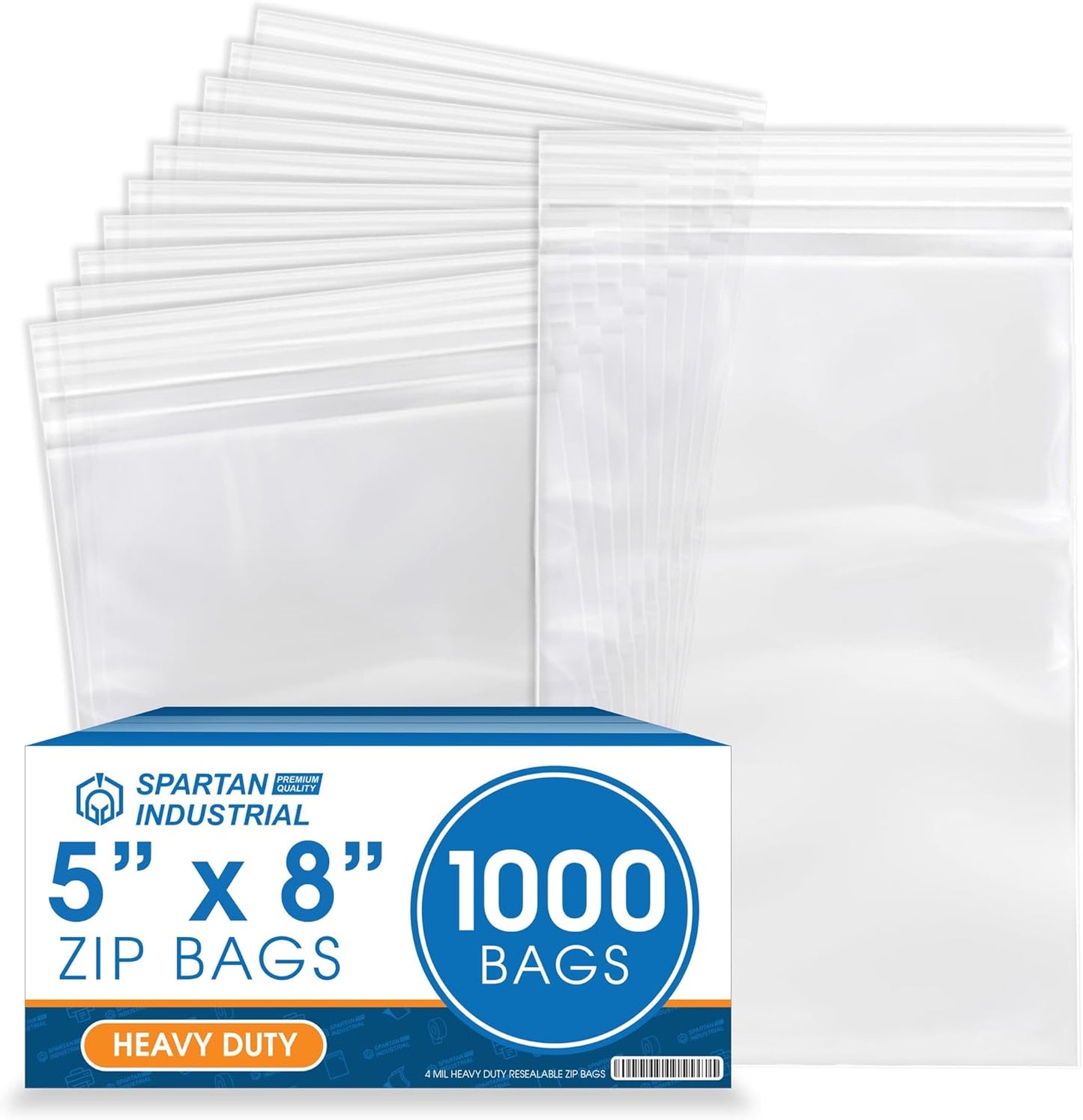 Spartan Industrial 5 X 8 Clear Zip Bags for Heavy Duty Storage