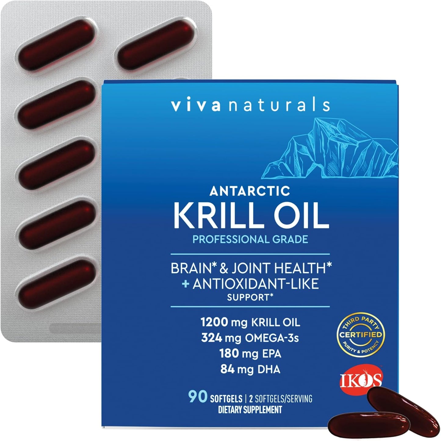 Viva Naturals Antarctic Krill Oil Omega 3 Supplements for Health