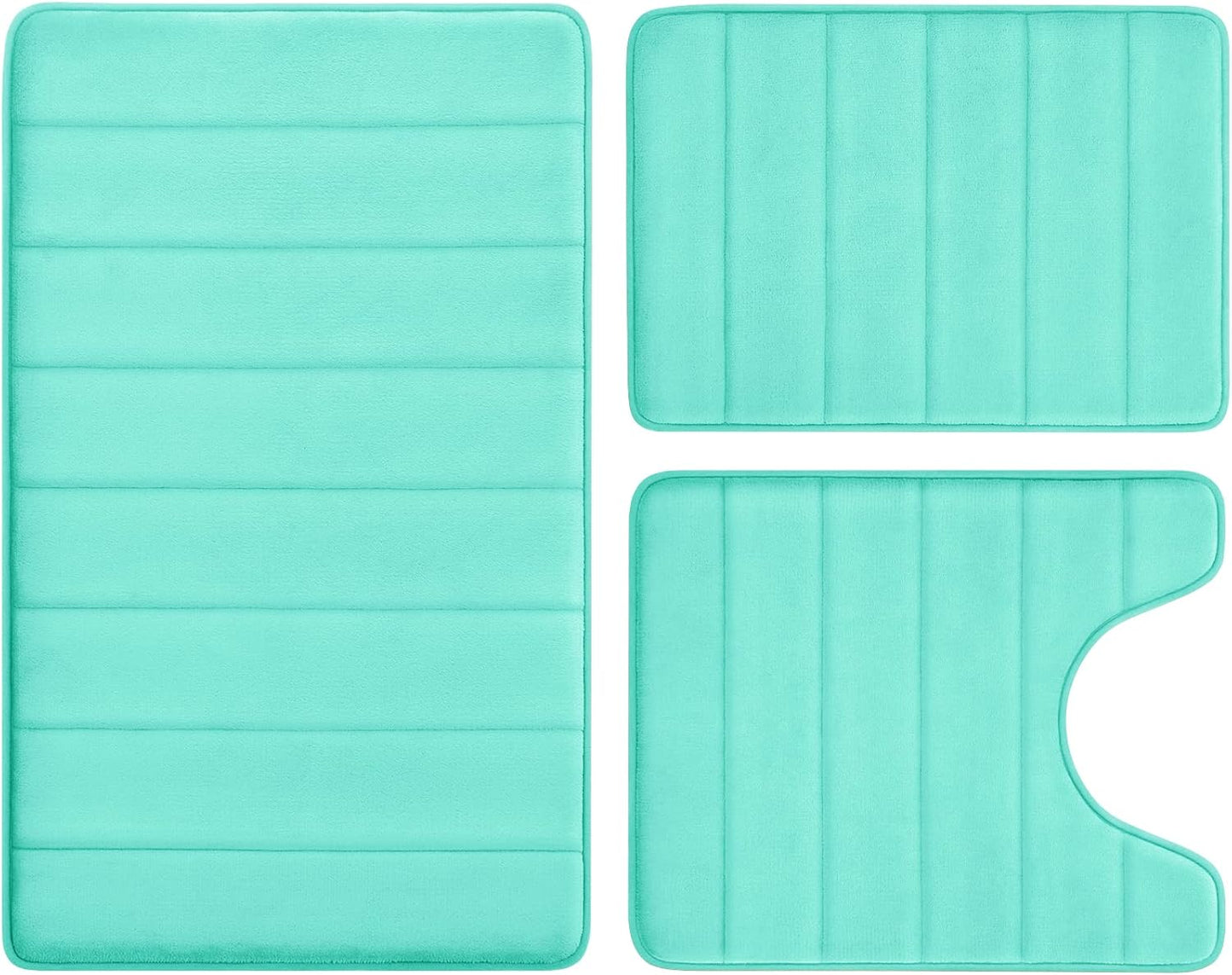 BYSURE Teal Memory Foam Bathroom Rug Set for Ultimate Comfort