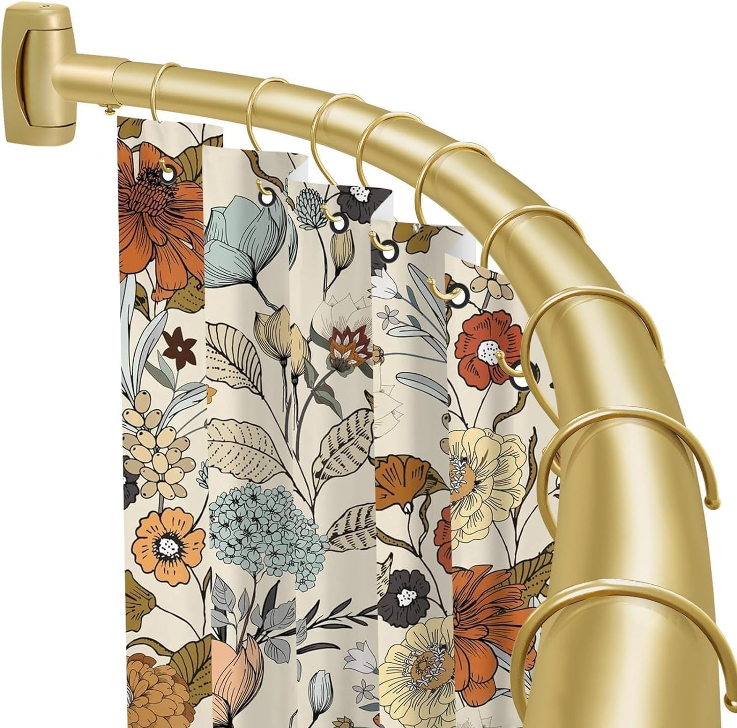 Gold Curved Shower Rod, Rustproof & Expandable, 35-82In, YNL