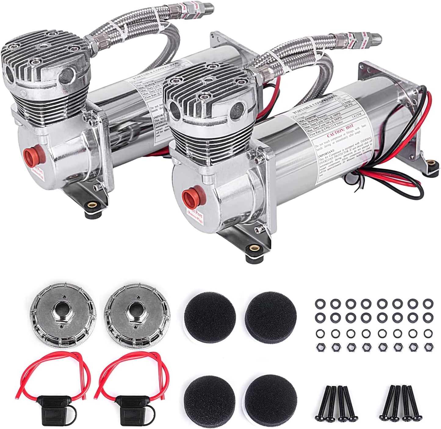 ZHSYMX 200PSI Heavy Duty Air Compressor for Train/Truck/Car - Silver