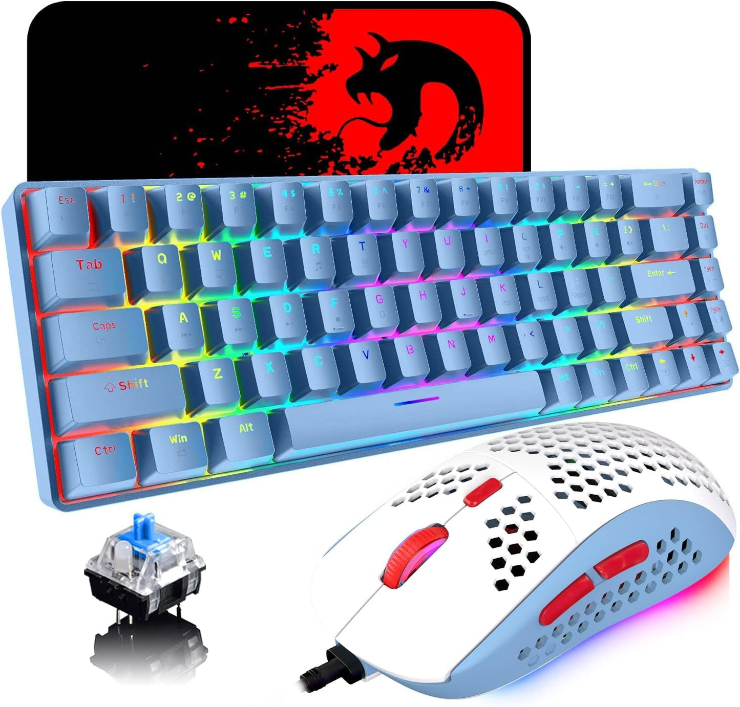 65% Wired Gaming Mechanical Keyboard and Mouse Combo for Gamers