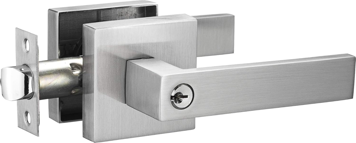 Contemporary Square Entry Lever Door Handle Lock Set for Security