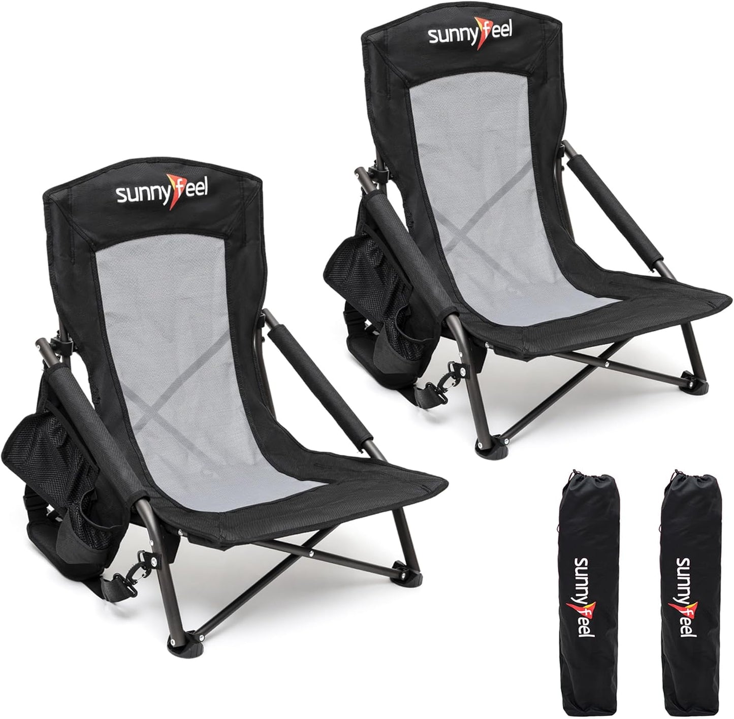 SUNNYFEEL Folding Low Camping Beach Chair for Outdoor Fun