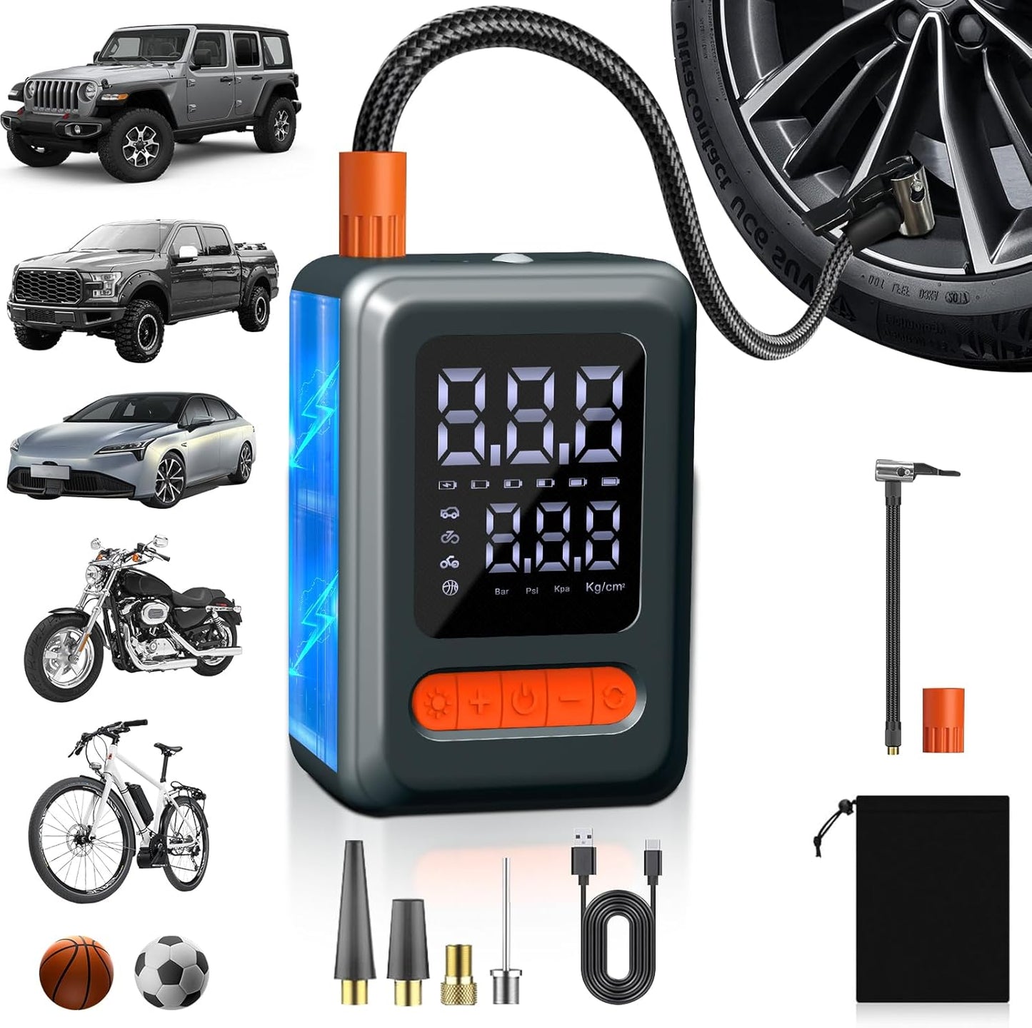 Cordless Tire Inflator Portable Air Compressor for Fast Inflation