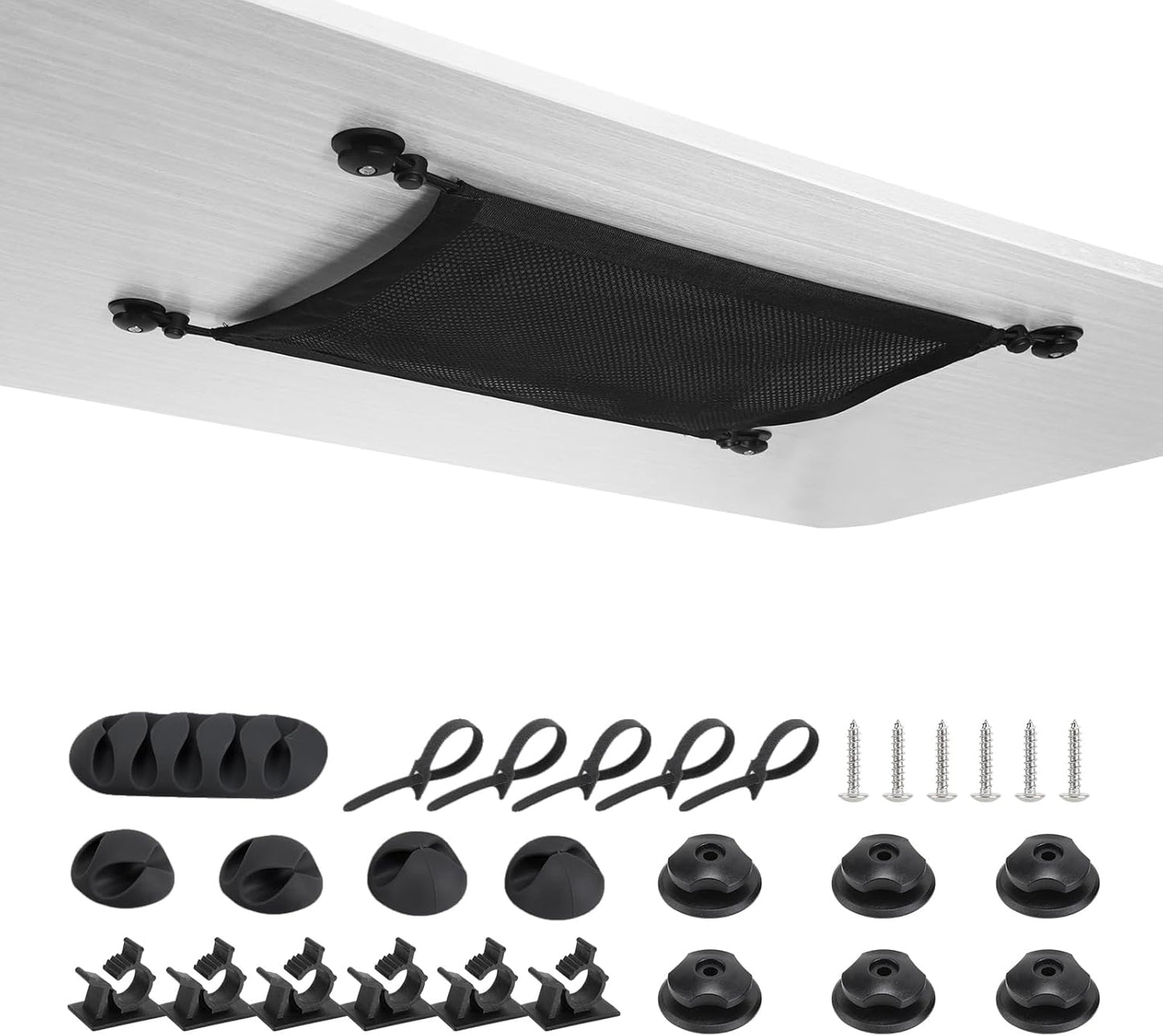 Black Desk Cable Organizer for Tangle-Free Wires