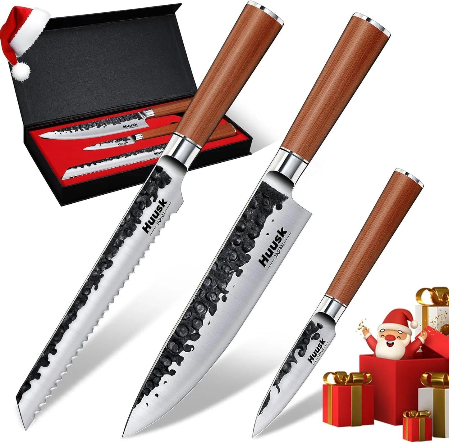 Huusk Japanese Kitchen Knife Set of 3 for Precision Cooking