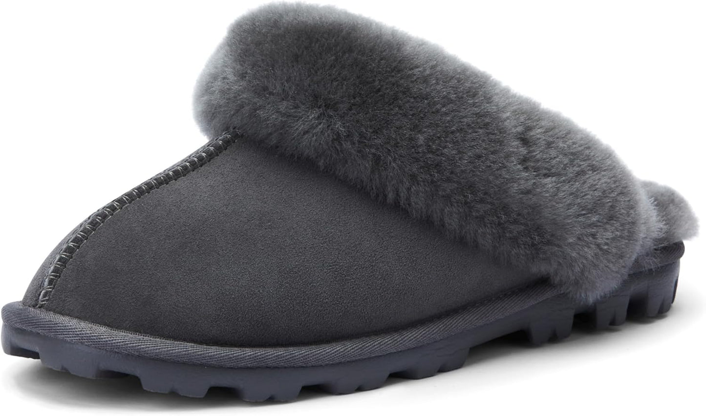 WaySoft Women's Genuine Australian Sheepskin Slippers for Comfort