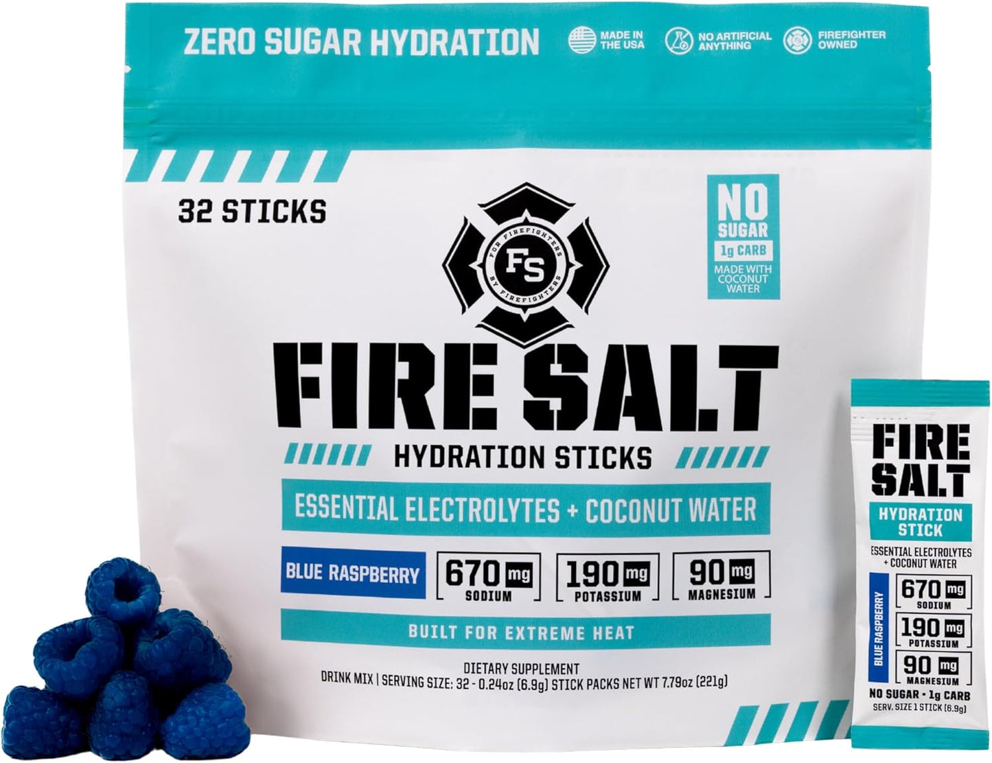 Fire Salt Hydration Sticks for Active Lifestyles - Blue Raspberry