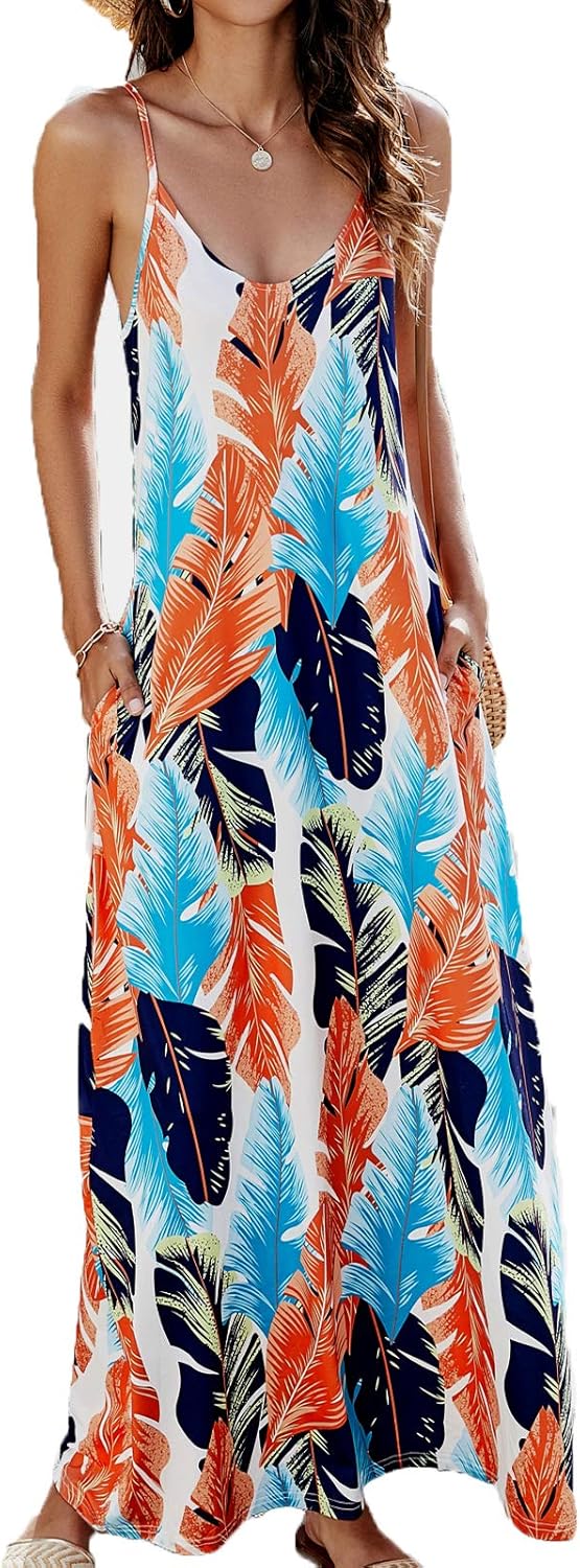 Supnier Women's Summer Maxi Dress with Pockets for Comfort
