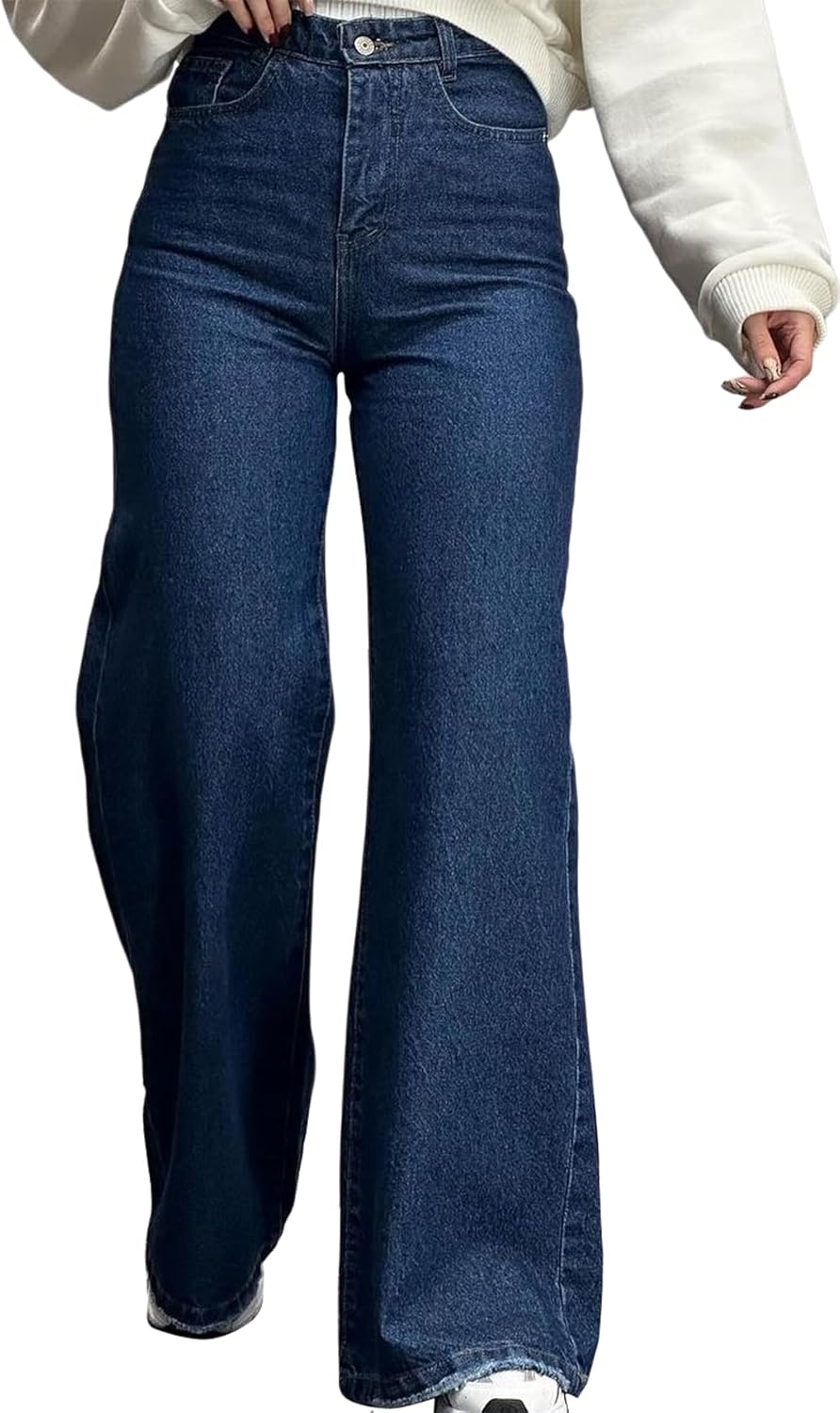 FairBeauty Women's High Waist Baggy Denim Jeans for Casual Style