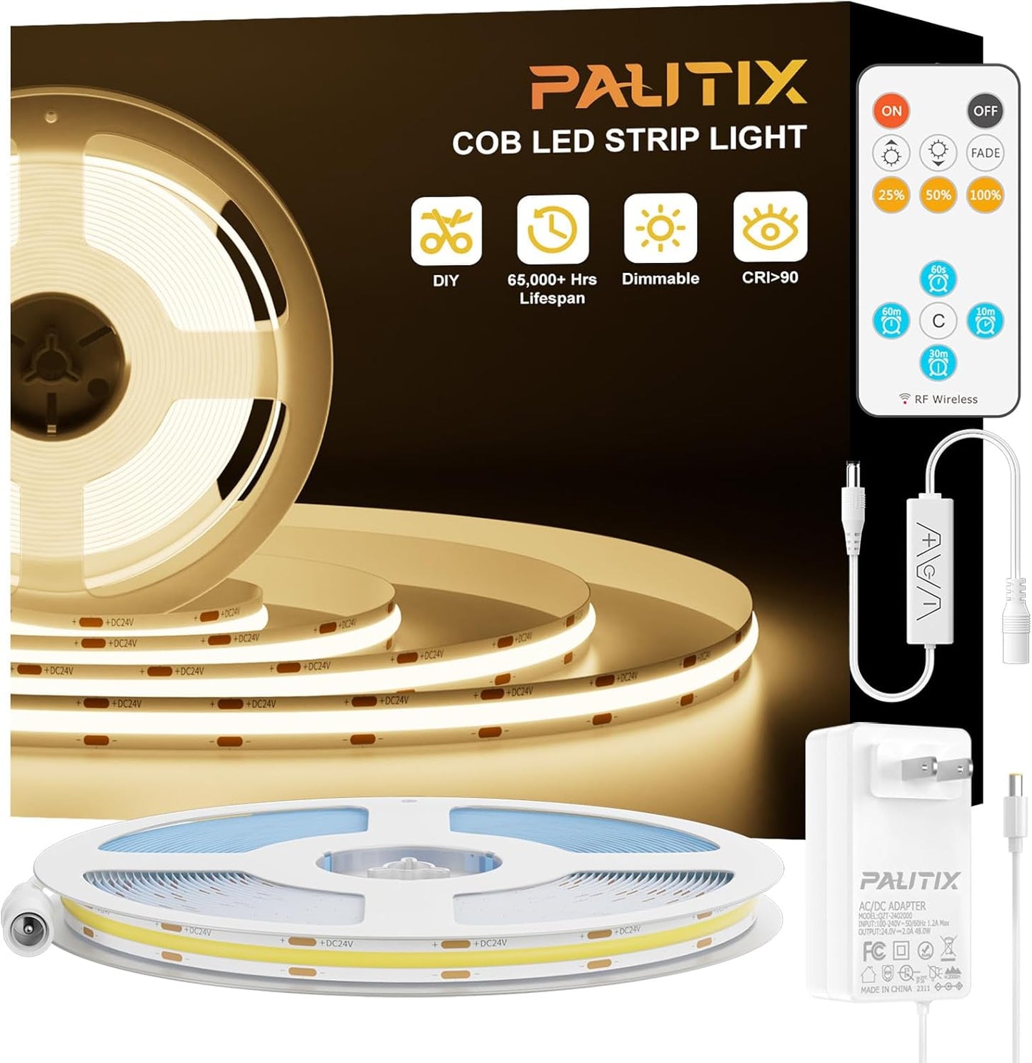PAUTIX COB LED Strip Light 32.8ft - Super Bright & Dimmable