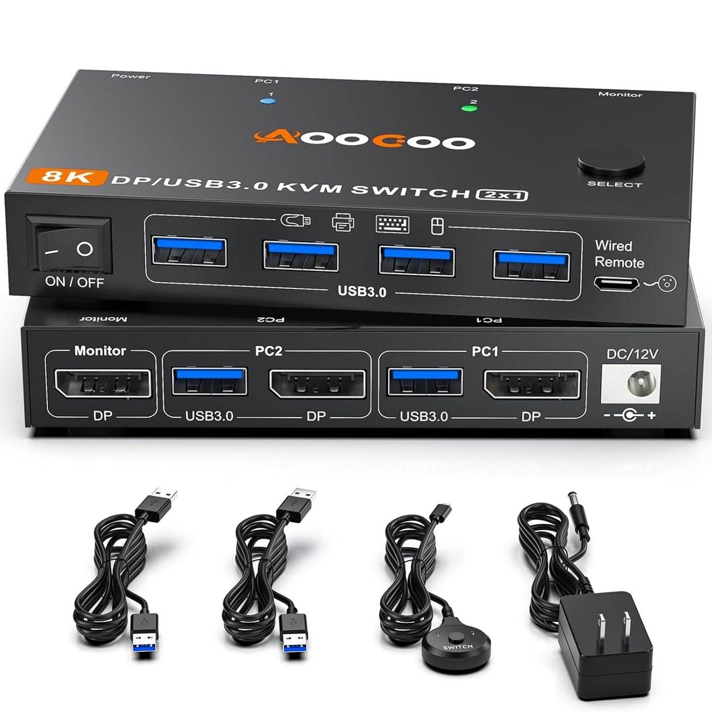 DP KVM Switch for 2 Computers with 8K@60Hz Resolution